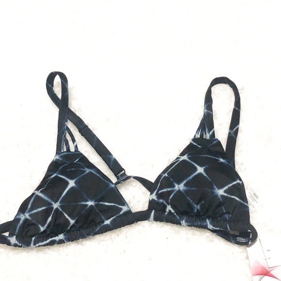 🆕 RVCA Crystalized adjustable triangle black blue bikini top - Picture 3 of 8